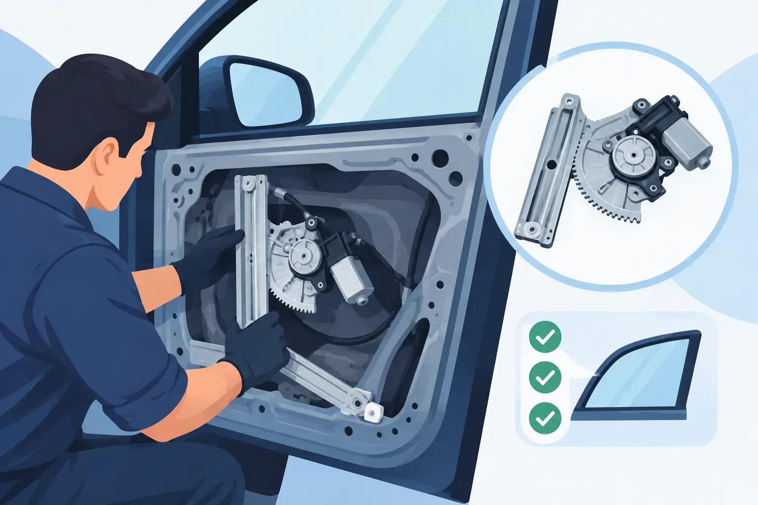 Power Window Gear Faults and Replacement Checks